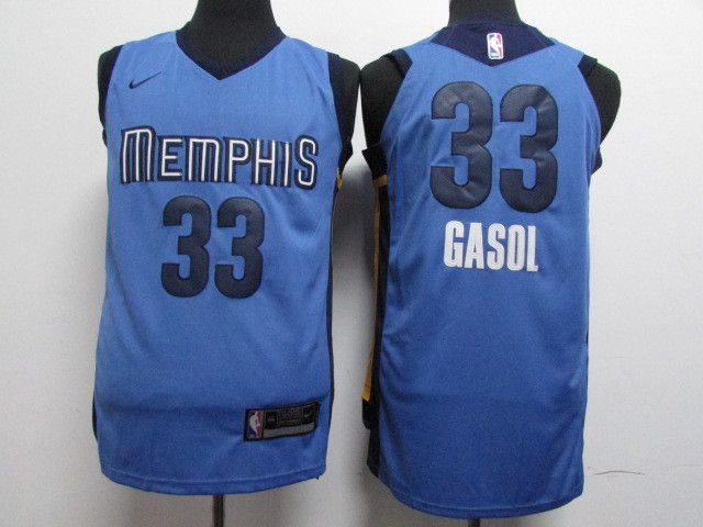Men Memphis Grizzlies #33 Gasol Blue Nike NBA Jerseys->->NBA Jersey